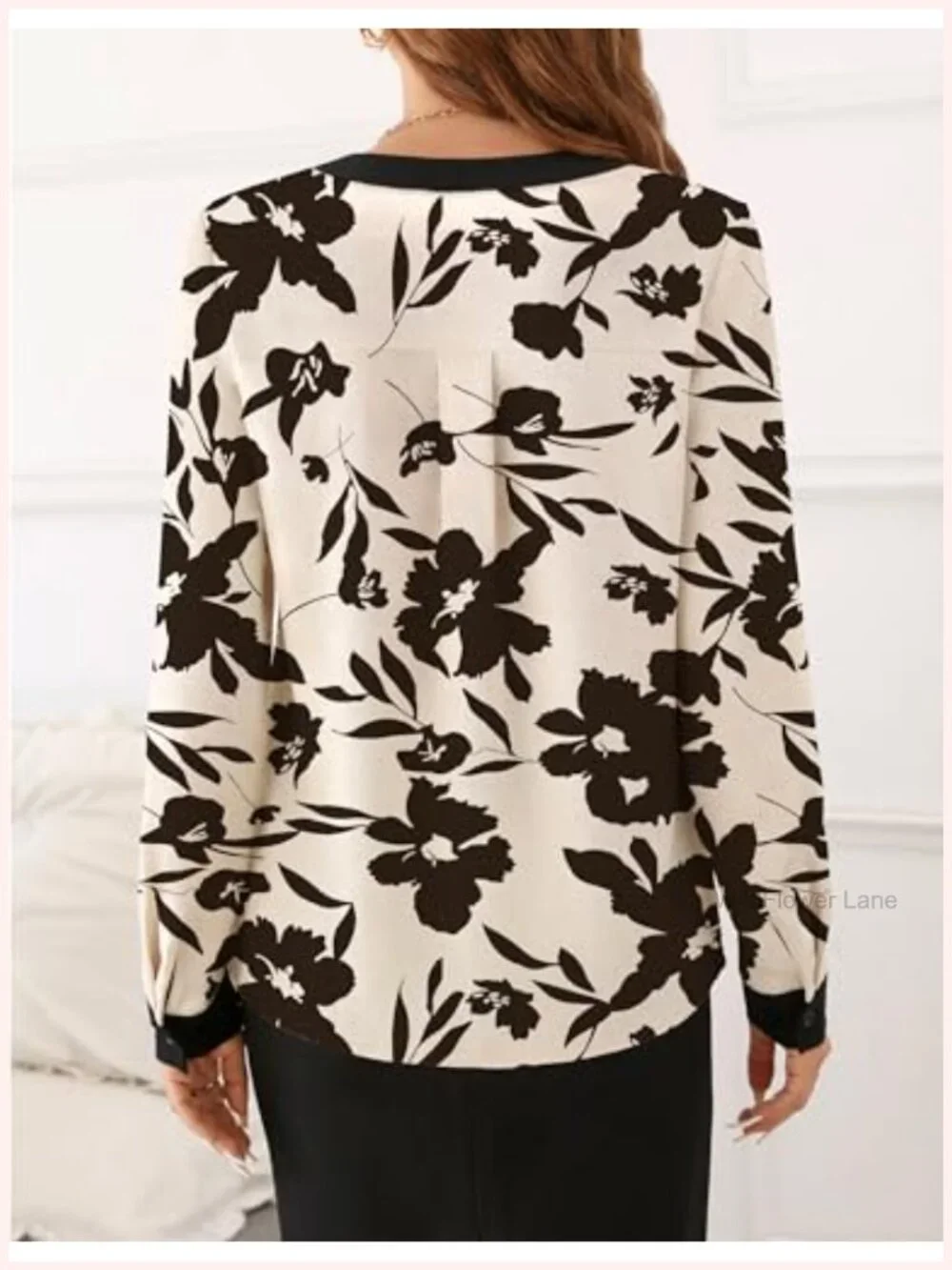 Women's Blouse Dressy Casual Color Block V-Neck Long Sleeve Business Top